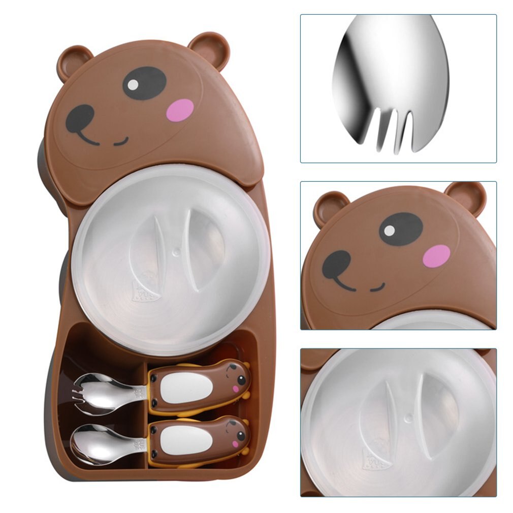bébé imprimer dessin animé motif dîner assiette divisée enfants alimentation plaque Portable enfant alimentation plaque bébé dîner assiette