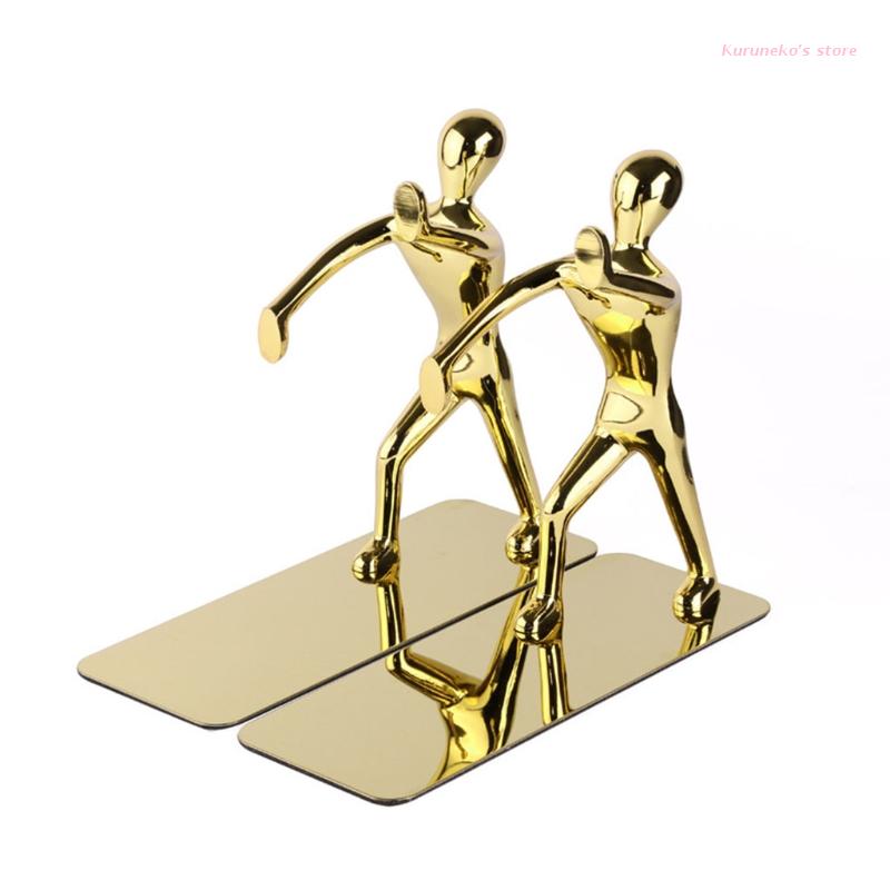 HX6D 1 Paar Heavy Duty Rvs Man Boekensteunen Antislip Boekensteun Art Boekensteun Boek Stand Ondersteuning Desktop Boekenplank: A