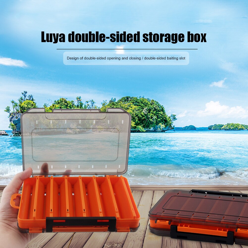 1Pcs 14 Compartments Fishing Lure Boxes Bait Storage Box Fishing Tackle 19cm*12cm*3.6cm Waterproof Double Sided Open Tackle Box