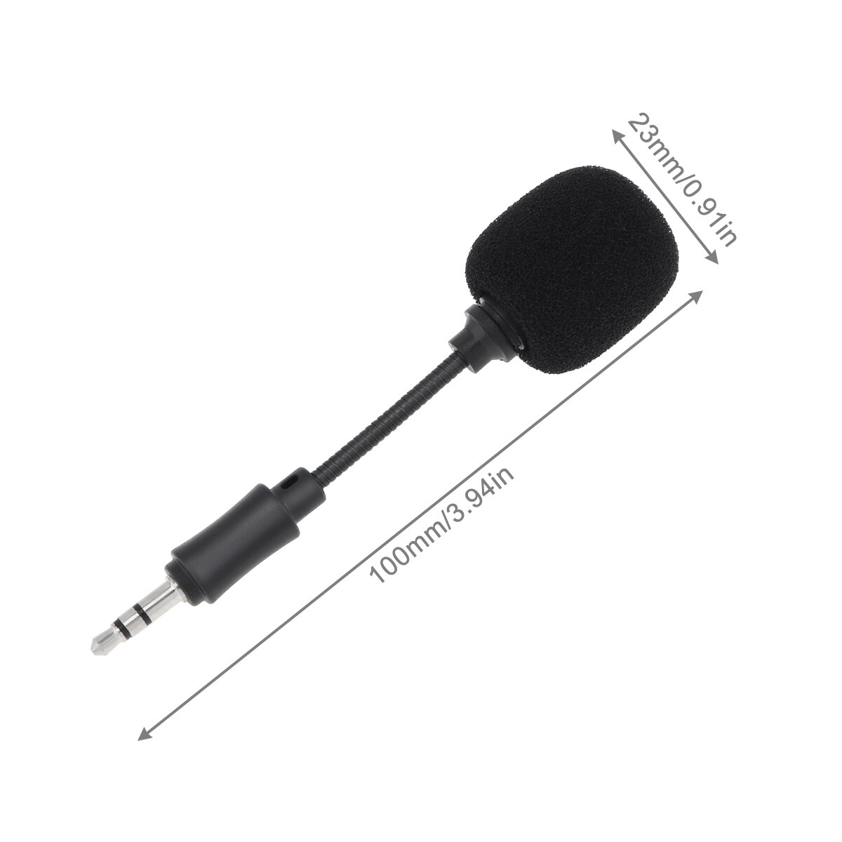 Black Mini 3.5mm Mic Flexible Microphone Game Capacitance 2.1 Microphone Boom Fit for Mobile Phone / PC / Laptop Notebook
