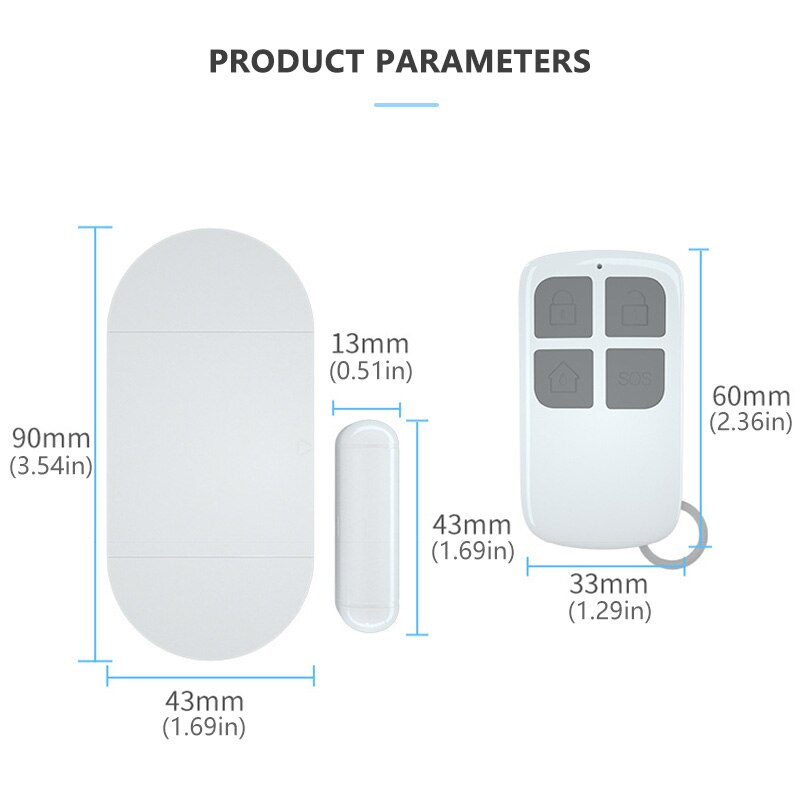 Wireless Door Alarm with Remote DIY Protection 130dB Loud Ring Chargeable Door Open Sensor for Kids Safety Home Security EIG88