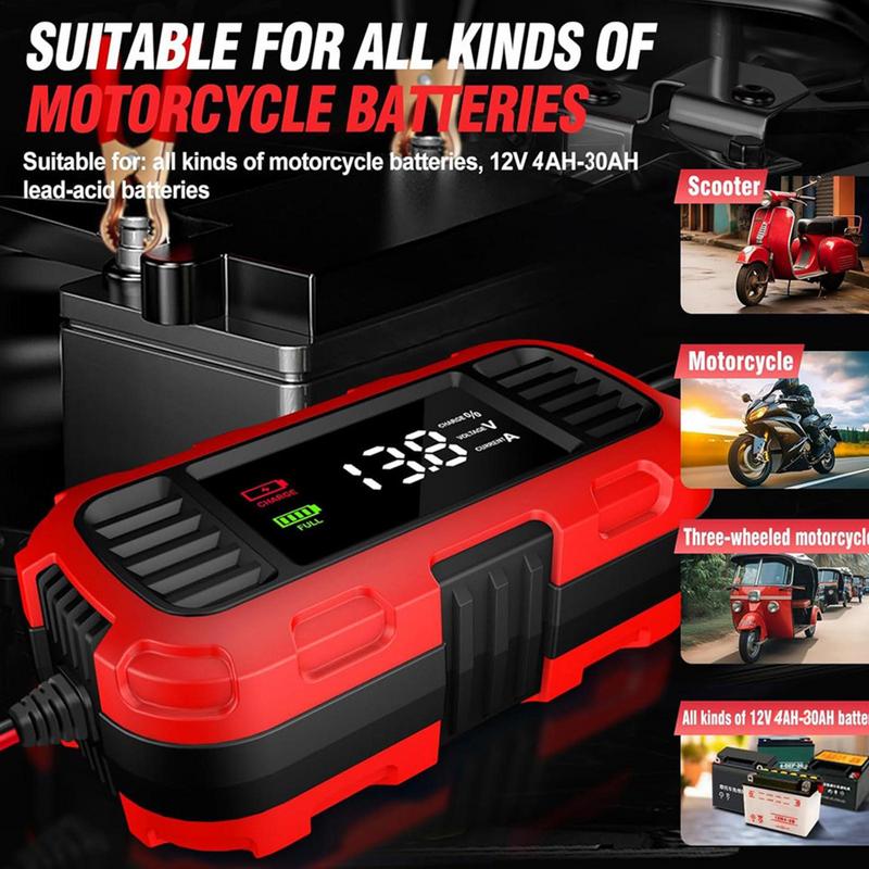 Motoracculader 12V Automotive motorfietslader Druppellader voor motorfiets Slimme auto-acculader met