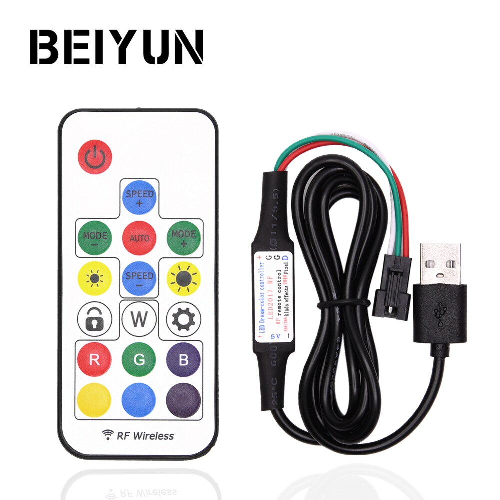 5V USB LED Controller 17Key SP103E RF Wireless Remote Control For WS2811 WS2812B Driver IC Colorful RGB LED Strip 5050