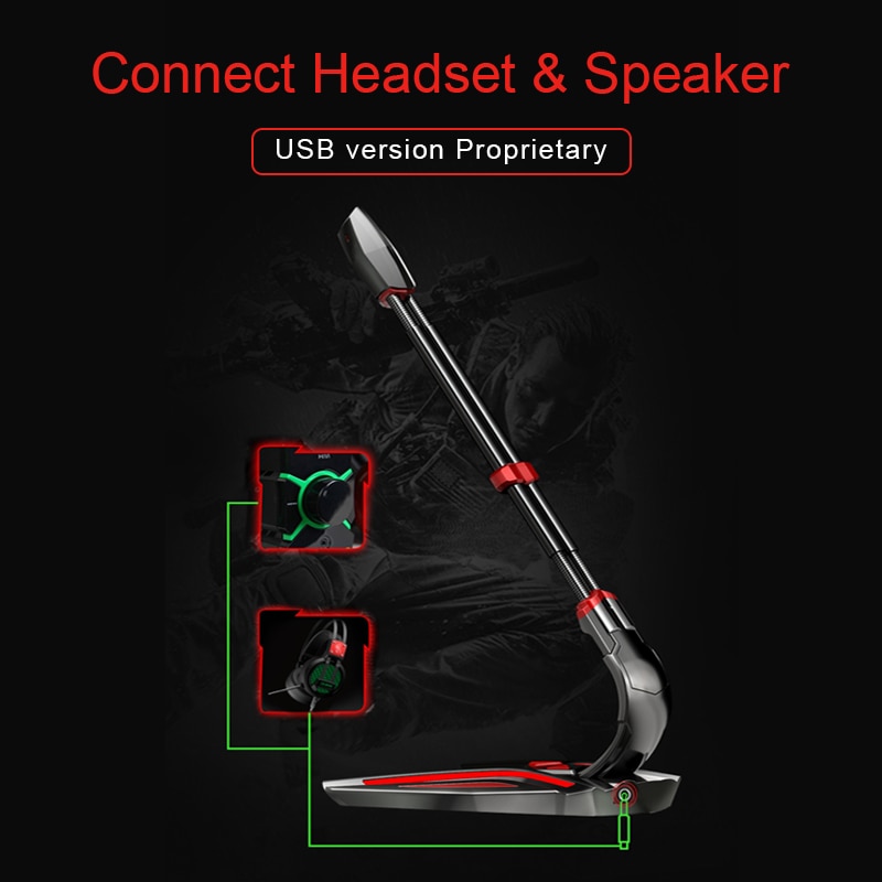 PopuPine Gaming Microphone USB 3.5mm for Computer microphone desktop PC microphone Volume Adjust Switch Recording Chatting Mic