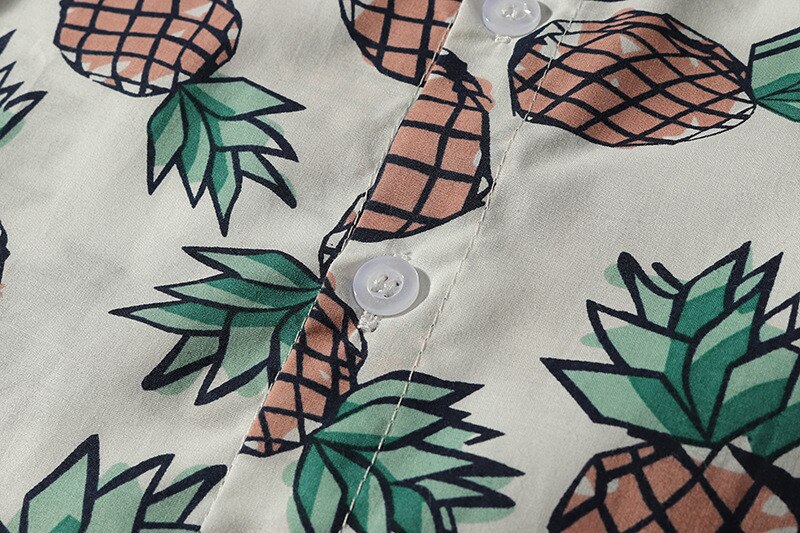 Camiseta de manga corta con piña impresa para bebé, verano , algodón, informal, cuello vuelto, 0-3 años