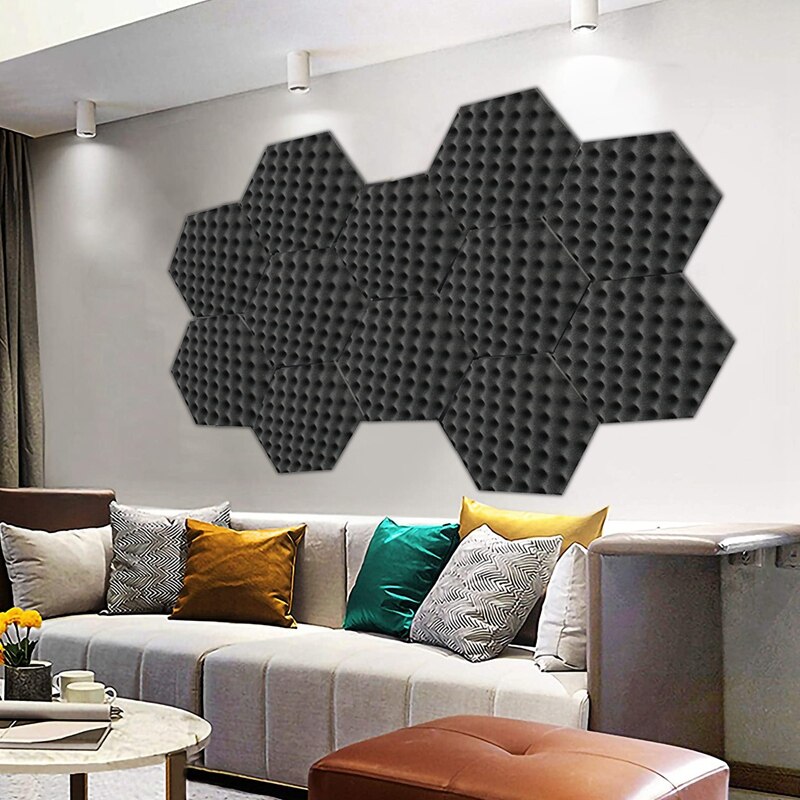 12 Pack Hexagon Egg-Crate Acoustic Foam Panels,Studio Foam Panels Meant for Echo Absorption for Home Office