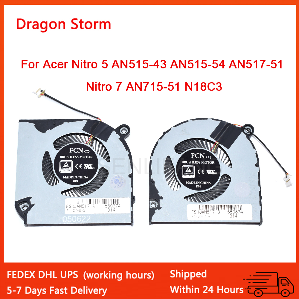 For Acer Nitro 5 AN515-43 AN515-54 AN517-51 Nitro7 AN715-51 N18C3 Notebook PC Fans Radiator Cooler GPU CPU Cooling Fan