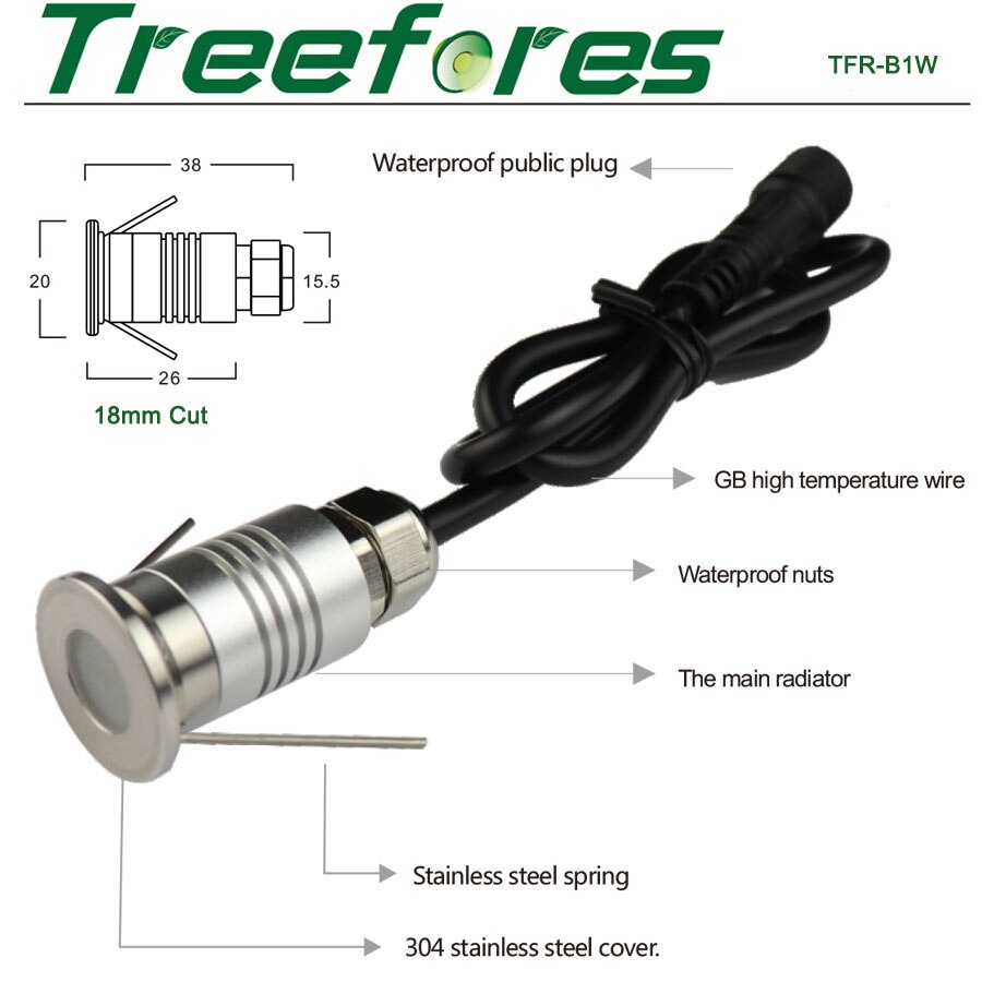 1w led cob spotlight  dc 12v cree mini led spotlight  ip67 utomhus trädgård bastu swimmingpool kommersiell evenemang festbelysning