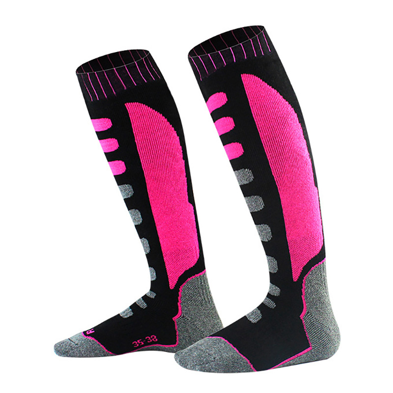 Men Winter Warm Thermal Ski Socks Thick Cotton Sports Snowboard Cycling Skiing Soccer Socks Thermsocks Leg Warmers sock: 808 black pink / 35-38yards