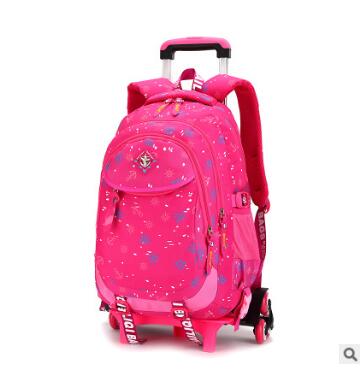 ZIRANYU Rollende rugzak Reizen bagage Trolley schooltas Op wielen meisje Trolley School rugzak tas op wieltjes voor meisje: 6 wheels rose red