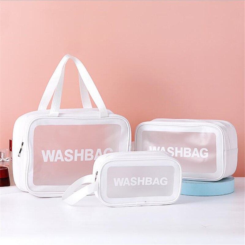Borsa da viaggio per donna PU borsa da toilette organizza borsa cosmetica in PVC impermeabile borsa per trucco trasparente portatile borsa per lavaggio femminile