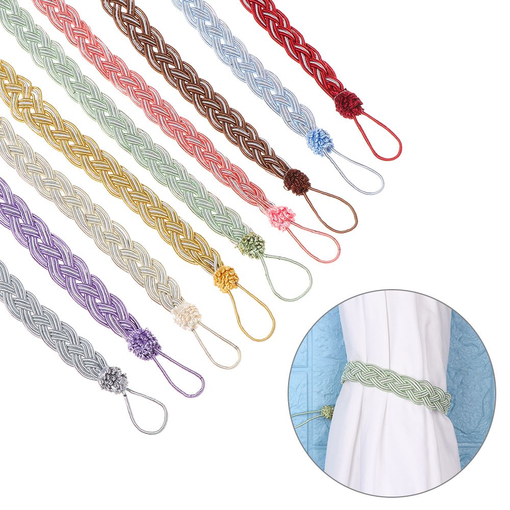 2PCS Braided Satin Rope Curtain Tie Backs Tiebacks Holdbacks Curtain Voile Strap