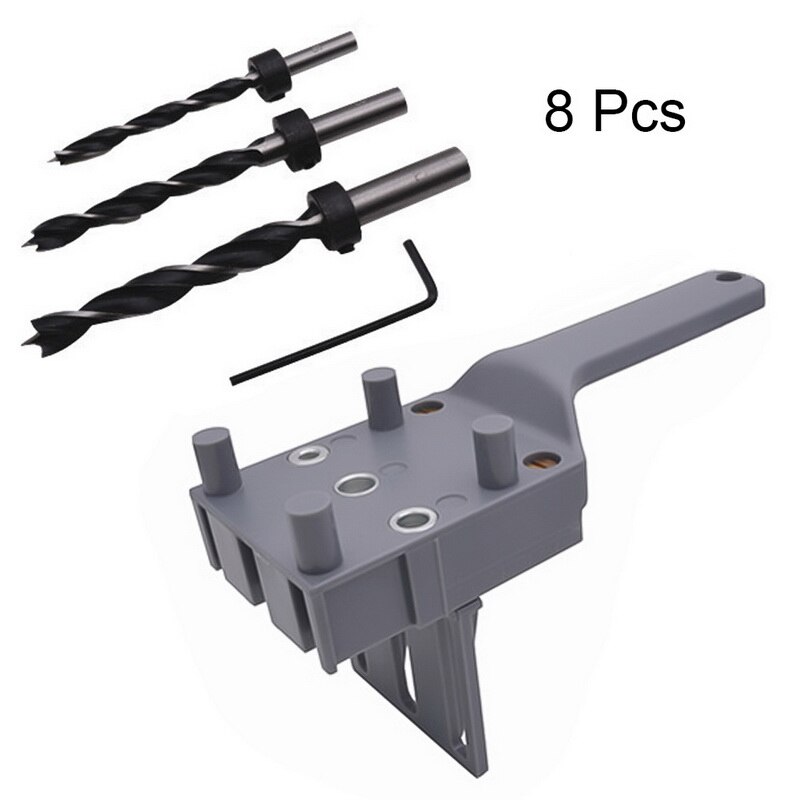 Dowel jig 6 8 10mm trä hss borrar träbearbetning jig abs plast fickhål jig borr guide verktyg för snickeri