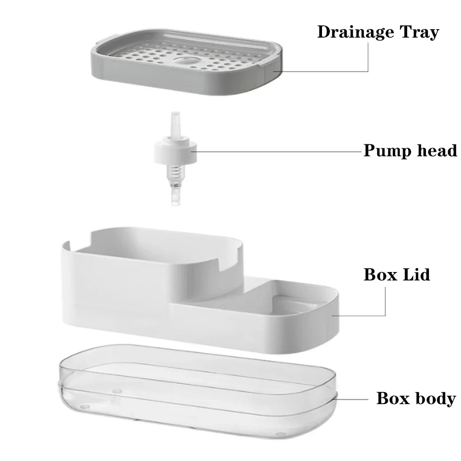 Soap Pump Dispenser Bottle Automatic Liquid Kitchen Sponge Brush Storage Box Manual Press-Type Holder Cleaning Tool Household