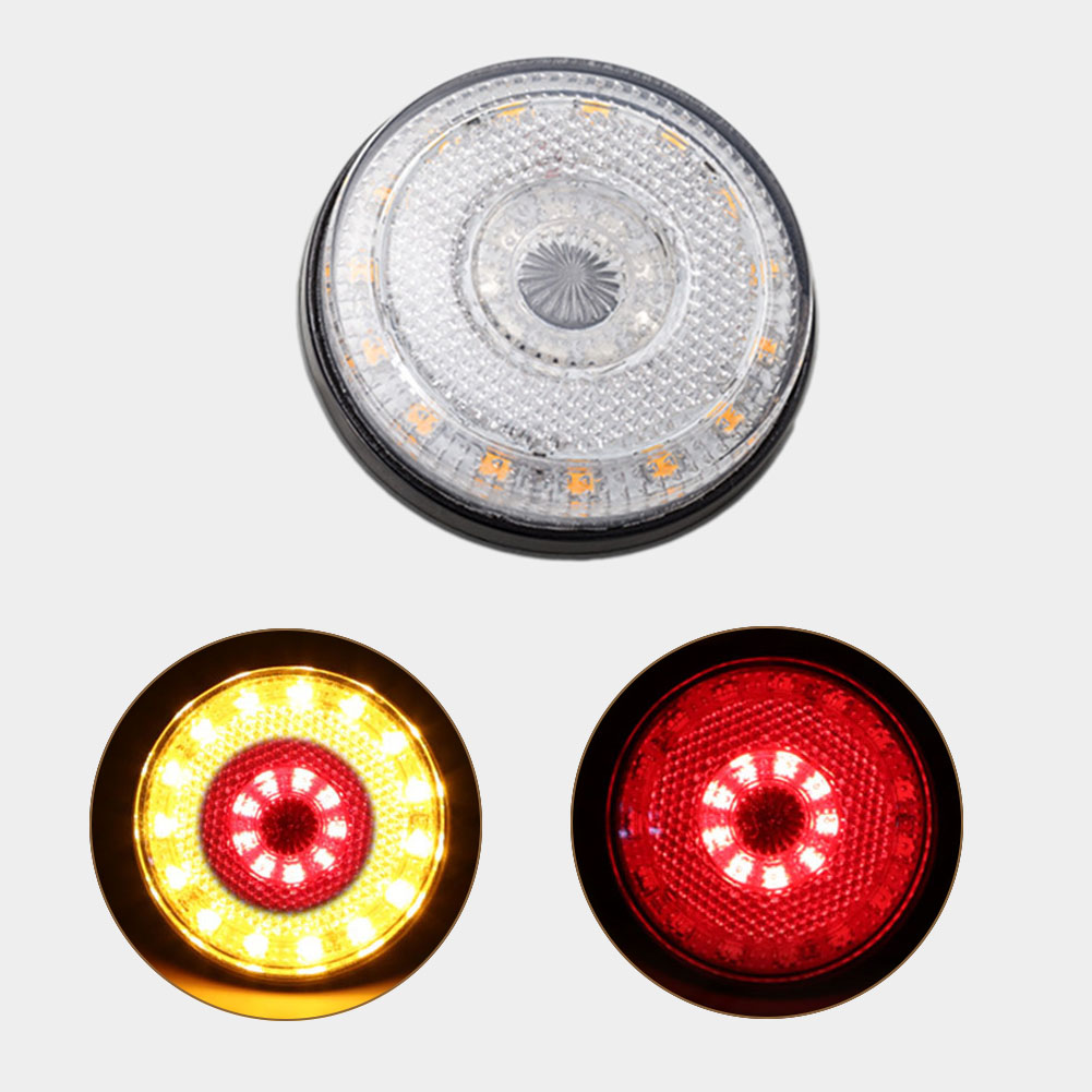 DC12V 24-LEDs Car Lights Auto Truck Trailer Rear Tail Brake Stop Marker Light Indicator Turn Singal Light Lamp Round Reflector: Red