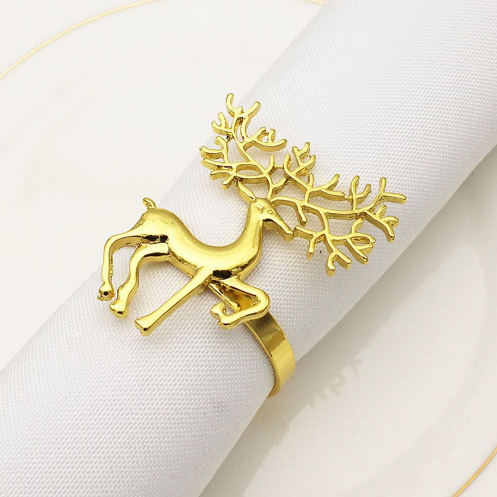 Napkin Ring Anti-Rust Dinning Towers Napkin Buckle Reused Napkin Holder Ring Delicate Xmas Deer Napkin Holder Ring