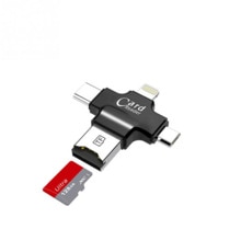 4 in1 telefoon kaartlezer met USB/Micro USB/Type-C/bliksem interface voor Micro SD kaart aansluiten met smartphone-Zwart Kleur