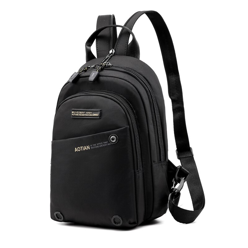 AOTIAN multifonction mâle poitrine sacs à dos hommes sac à dos en plein air voyage sac à bandoulière homme affaires bandoulière sac d'école Mochila: Black