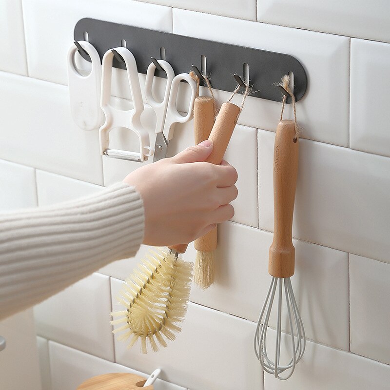Ganchos de repisa de hierro para cocina, colgador de cocina para almacenamiento, sin estante para colgar en la pared, gancho de toalla Blanco/Negro, utensilios para el baño