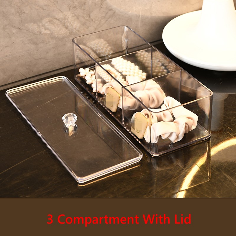 Clear Acrylic Makeup Layered Storage Box Dressing Table Cosmetic Lipstick Organizer Boxes Desktop Drawer Divider Storage: light yellow