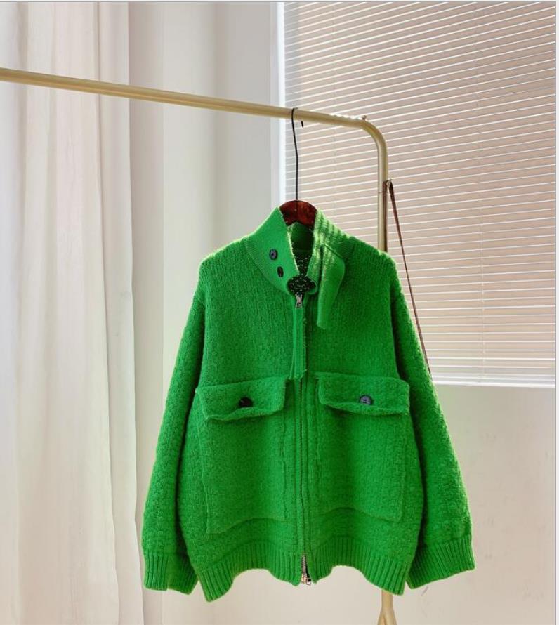 Moda feminina oversized jaqueta feminina menina outono inverno manga cheia de malha blusas casaco suporte pescoço básico malhas casacos curtos