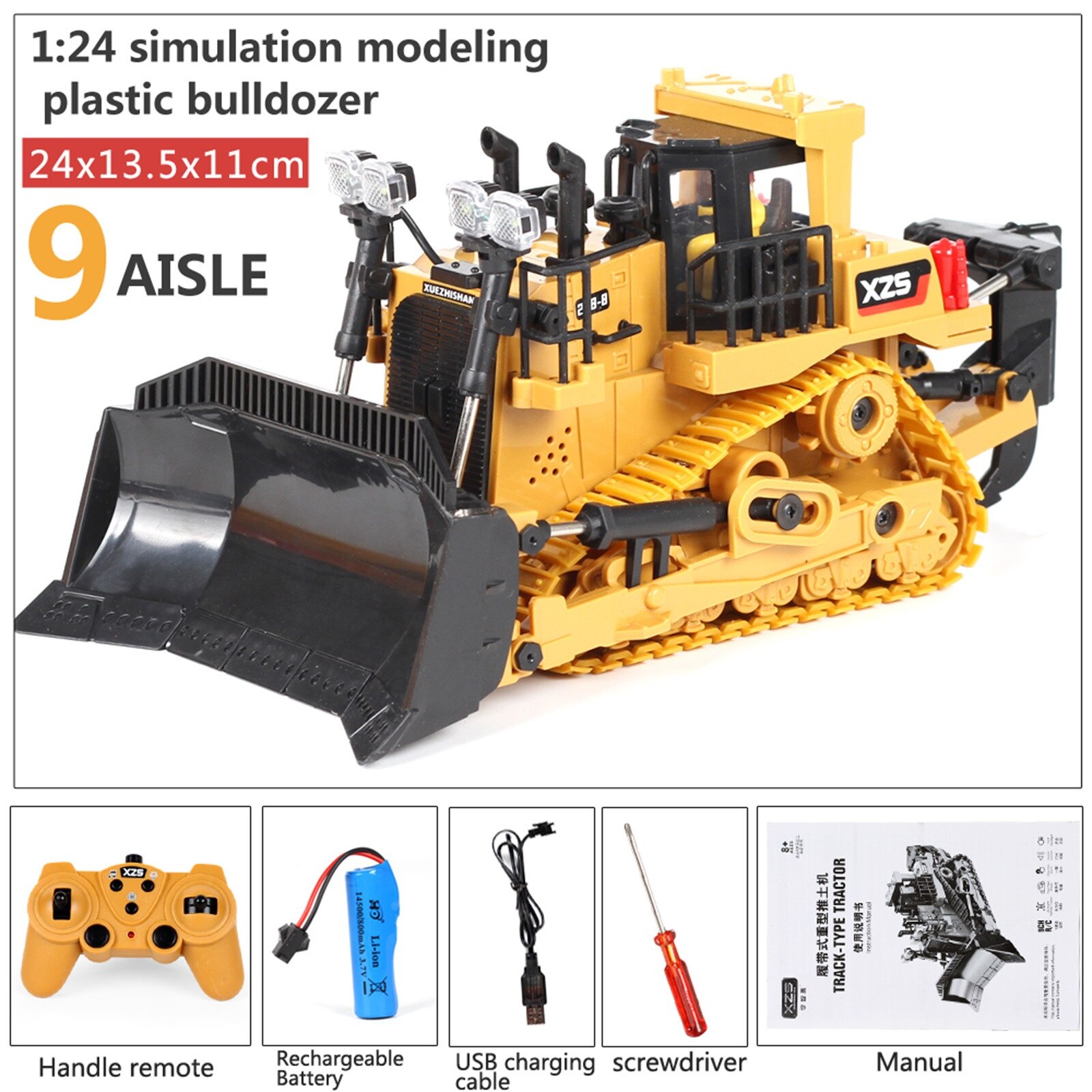 Rc Graafmachine Afstandsbediening Bulldozer 1:24 Kinderen Speelgoed Bouw Vehicl Legering Plastic Rc Auto Heftruck Zware Graafmachine Speelgoed: B