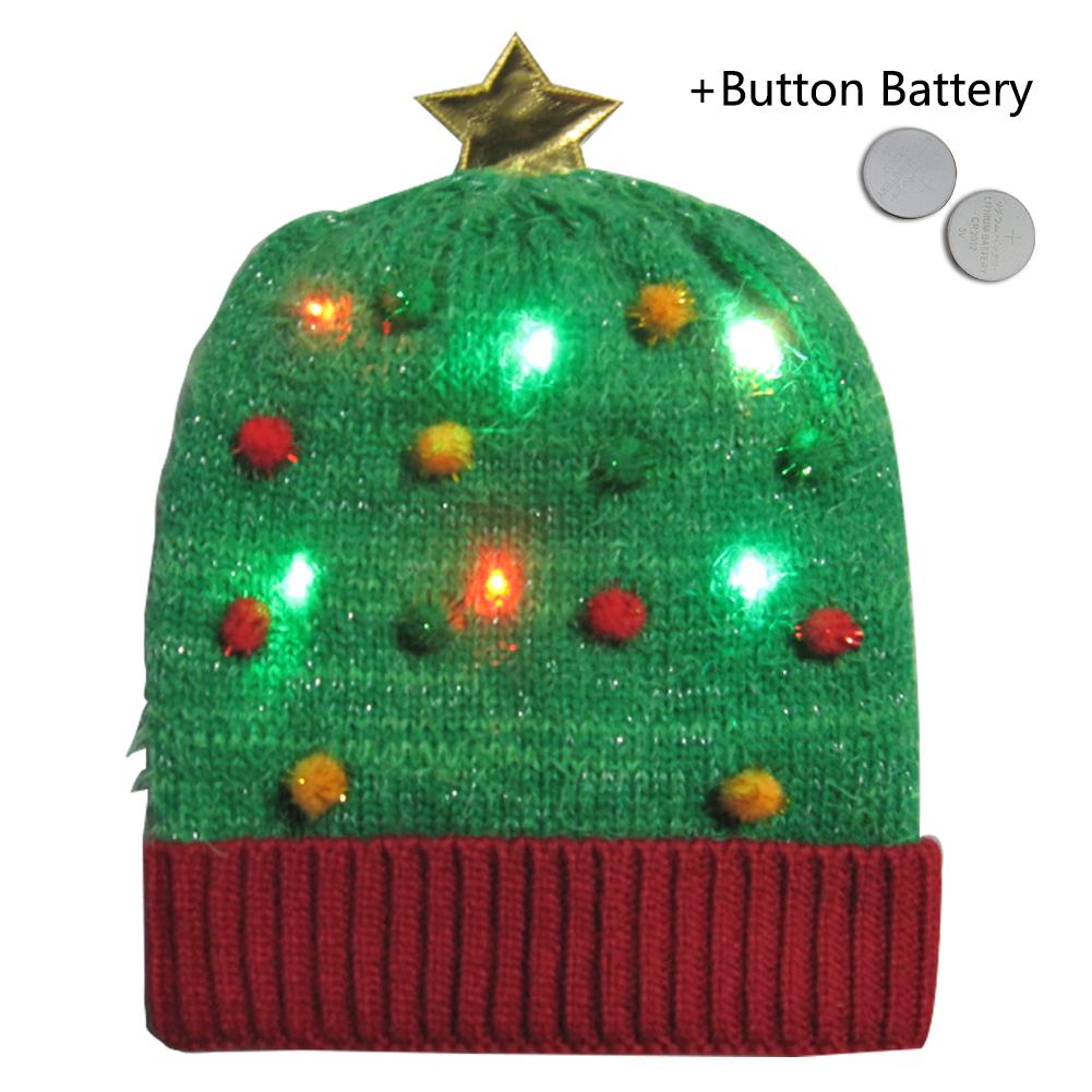 Gebreide LED Verlichting Kerst Hoed Gloeiende Hoed Vrolijk Kerstfeest Decoratie Jurk Xmas Cap Kleurrijke Licht Winter Warmer Wol Cap