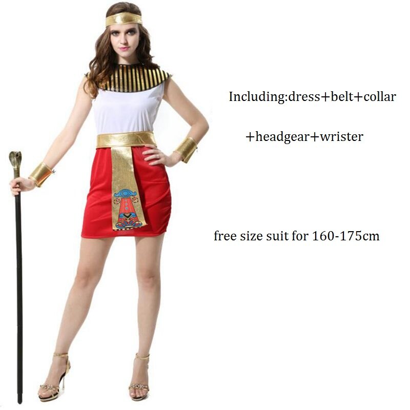 Stijl Egyptische Farao Rollenspel Uniform Koningin Lange Jurk Maskerade Carnaval Cleopatra Kostuum voor Party Show: Groen