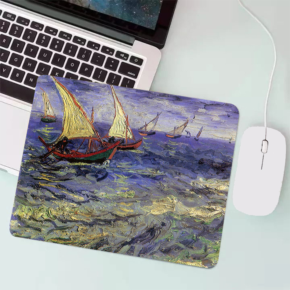 Van Gogh Painting Small Gaming Mouse Pad PC Gamer Keyboard Mousepad Computer Mouse Mat Laptop Carpet Anime Mause pad Desk Mat: 70x30 cm / Dark Brown
