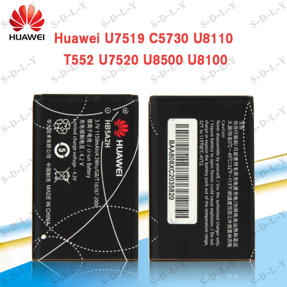 100% Huawei Batterie 1150mAh HB5A2H für Huawei C5730 C5070 C8000 U8110 U8500 U8100 T520 T552 T550 E5220 U7519 U7510 u7520 Batterie