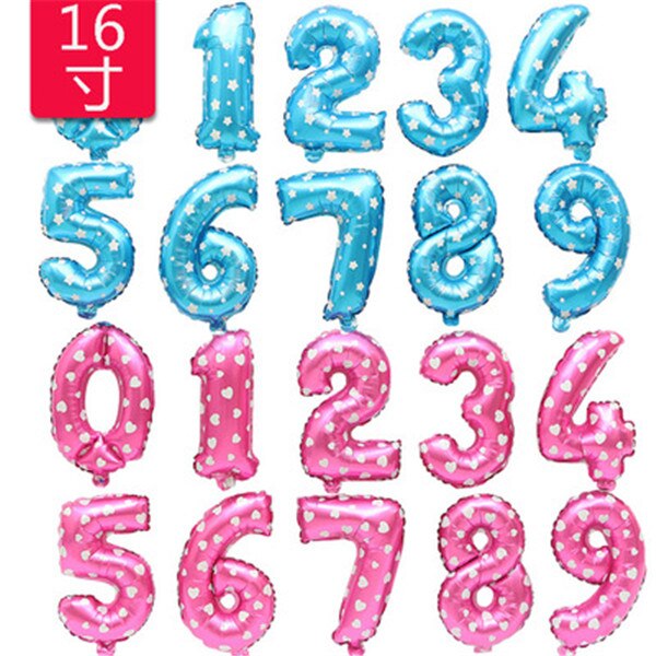 16 Inch Number Balloons Foil Ballon 28g Rose Blue red Digit Wedding Birthday Decoration Baby toy love Valentine's day 1pc