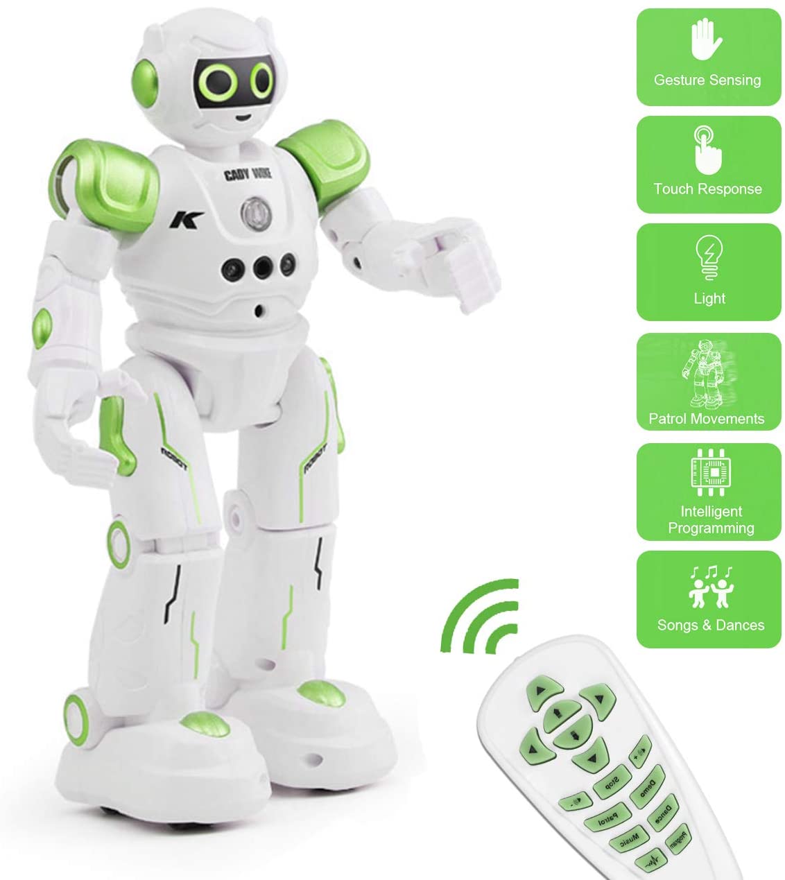Robot RC para niños, Control remoto infrarrojo programable inteligente y detección de gestos Robots con luces de música, caminar, cantar