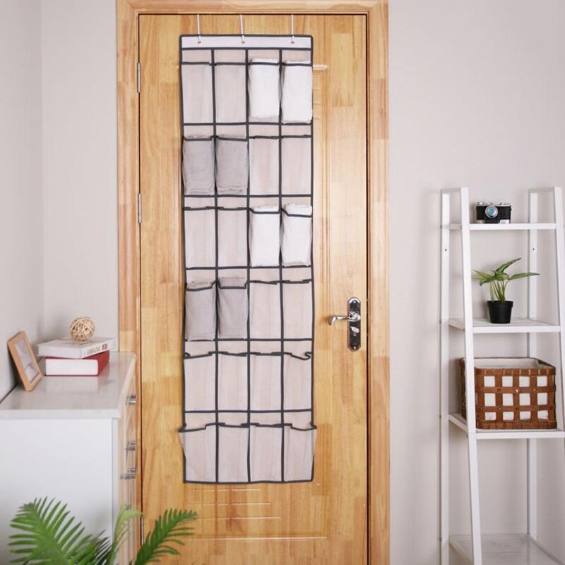 24 Mesh Pockets Over Door Shoe Organizer Hanging Closet Shoe Hanger Storage FP8
