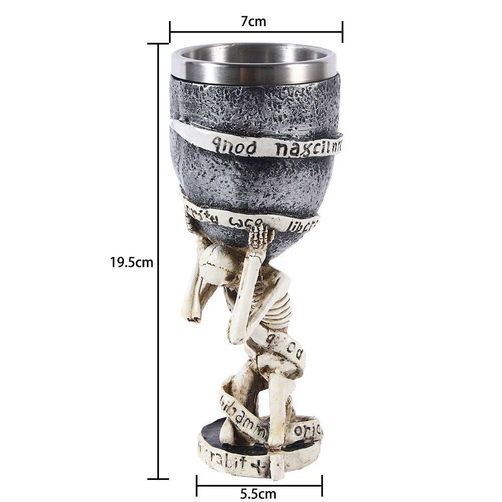 Retro horn kranium harpiks øl krus rustfrit stål 3d øl krus spil tankard kaffe kop vin glas krus drikke krus vin kop: H