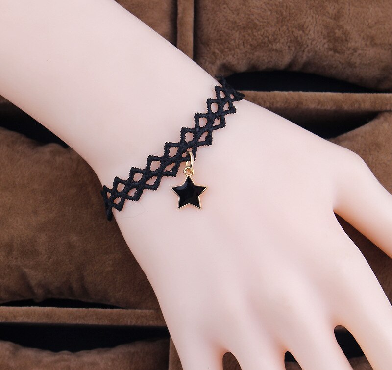 gothique victorien cristal gland tatouage collier ras du cou noir dentelle collier ras du cou Vintage femmes bijoux de mariage: YLN375B