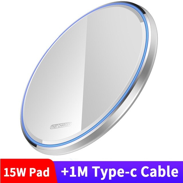 FDGAO 15W caricabatterie Wireless veloce per Xiaomi Mi 10 11 Samsung S10 S20 S21 iphone 12 11 Pro X XS MAX XR 8 Qi Pad di ricarica a induzione: White