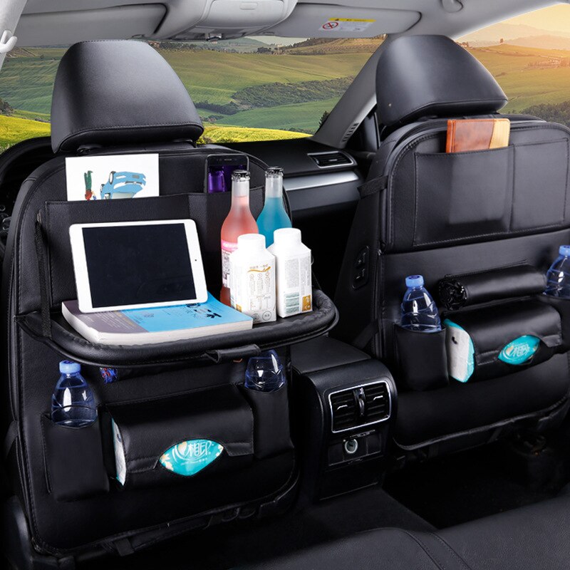 Top Car seat storage bag car seat back bag car styling Multifunction bag child safety seat car steat back bag: Black A