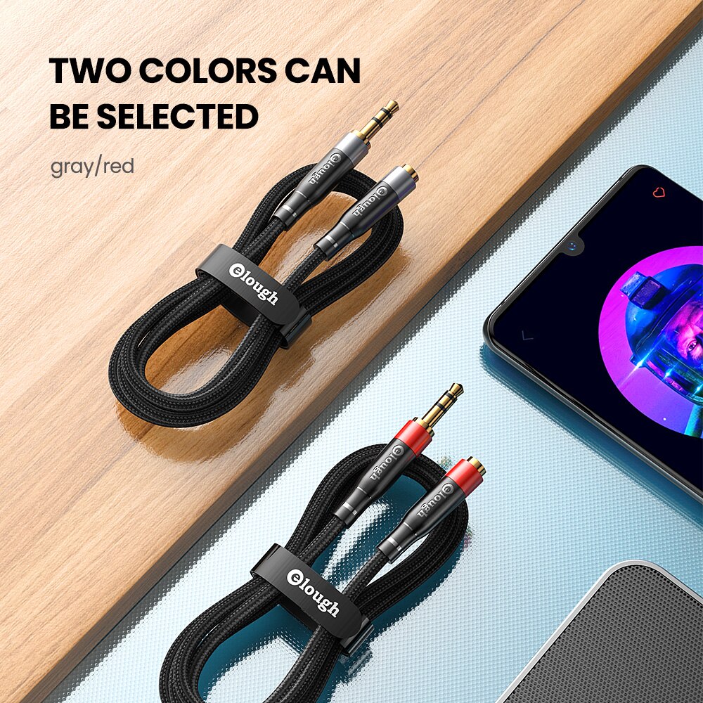 Elough Audio Extension Cable Jack 3.5mm Male to Female Aux Cable for iphone Headphones Laptop Splitter Speaker Extender AUX Wire