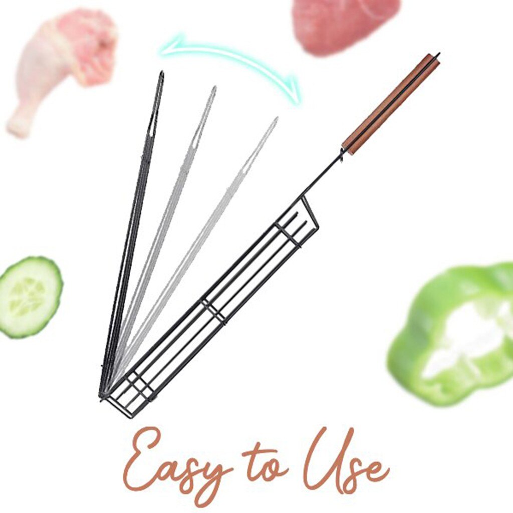 ideas Portable barbecue grill basket stainless steel non-stick metal mesh grill kitchen tool kitchen accessories