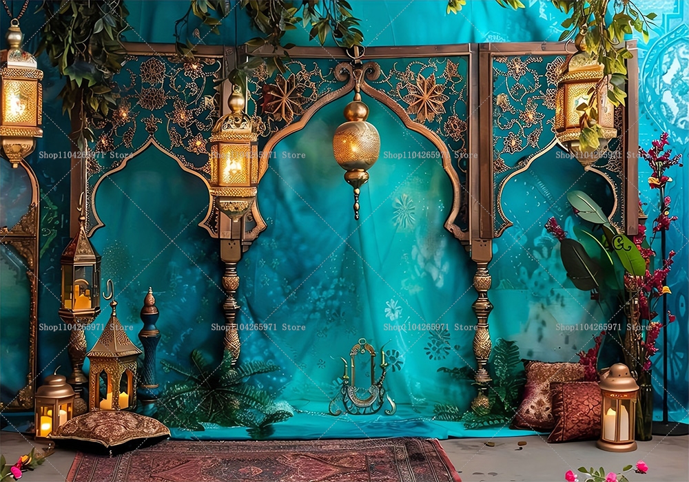 Glad ramadan marocko nattscen bakgrund eid al-fitr dekoration hem islamisk muslimsk festival fest fotobåstillbehör: M / Mörk khaki