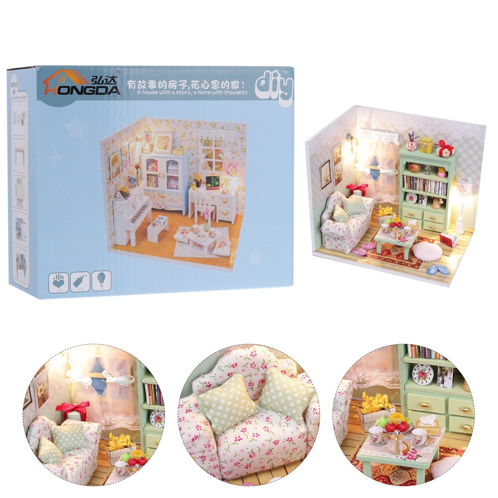 1pc Entzückende Holz handgefertigt Miniatur Bausatz DIY Haus Gebäude Modell Miniatur Haus für Wohnkultur freundlicher freundlicher: Default Title