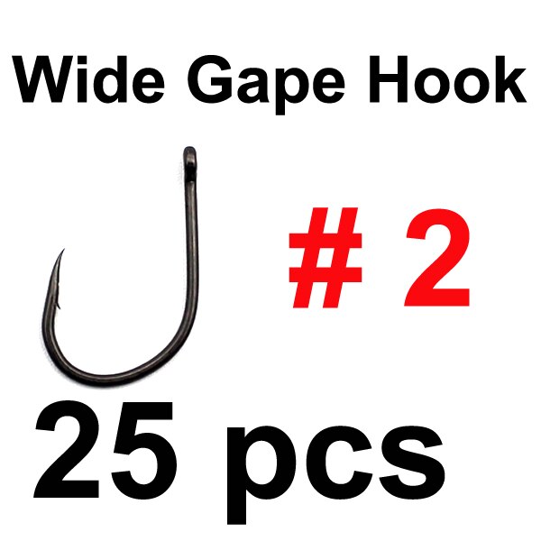 25 Stuks Karper Haken Wide Gape Prikkeldraad Haak Voor Karper Vissen Naald Scherpe Curve Karpervissen Haken Mat Zwart Pop up Boilies Europa: 25PCS Size 2