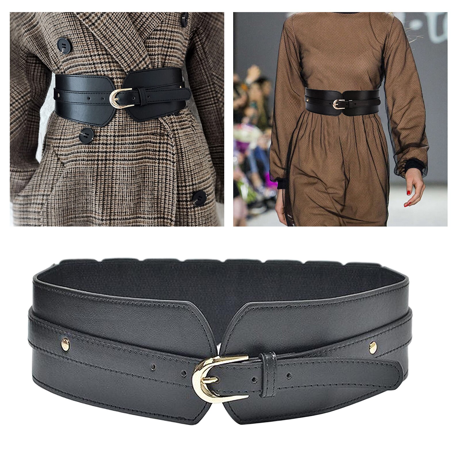 Jasgood women wide elastic belt stretchy thick belts for women dresses