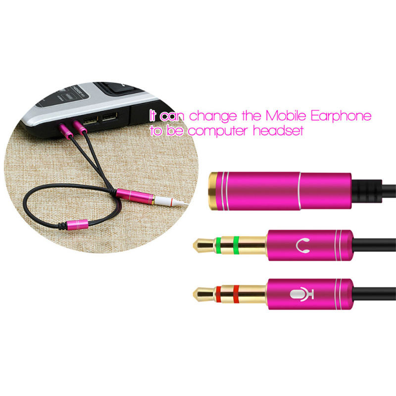 3,5 mm hoofdtelefoon stereo audio microfoon Y-splitter 3,5 mm audiomicrofoon naar 4-polige jack Aux-adapter voor 4-pins 3,5 mm plug-oortelefoon