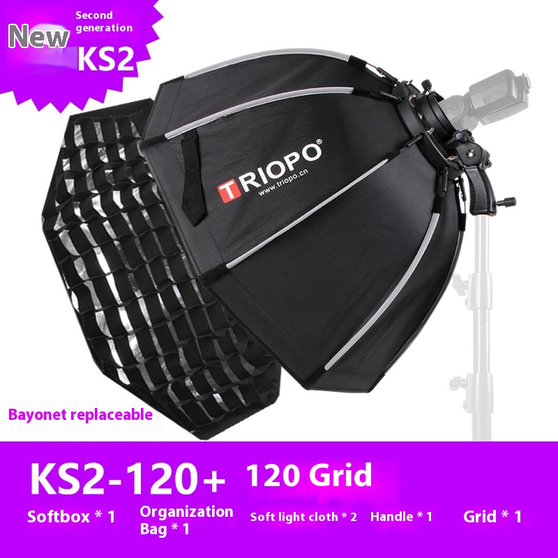 TRIOPO 55cm 65cm 90cm 120cm plegable octagonal Softbox S soporte empuñadura de mano para Godox V860III TT600 Yongnuo Speedlite Flash Light