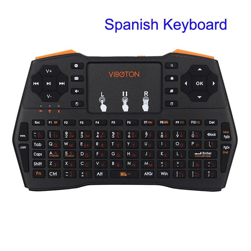 Mini Handheld Keyboard 2.4G Wireless English/Spanish/Russian Touchpad Mouse Gaming Keyboards for Laptop PC Smart TV for RPI 3/2: Spanish