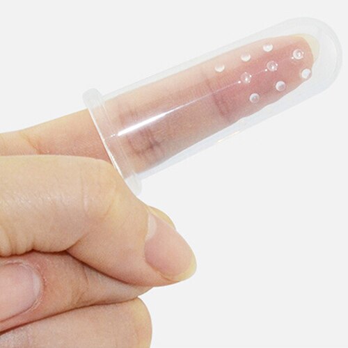 Bonito do bebê dedo escova de dentes com caixa crianças limpar massagem silicone macio infantil borracha escova de limpeza massageador conjunto menino