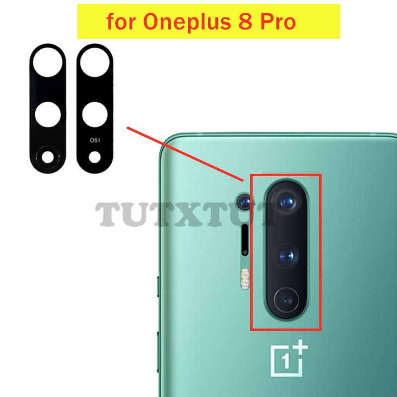 2 pièces pour Oneplus 8 Pro arrière caméra lentille en verre principal arrière caméra lentille avec colle pour Oneplus 8 Pro pièces de rechange de réparation