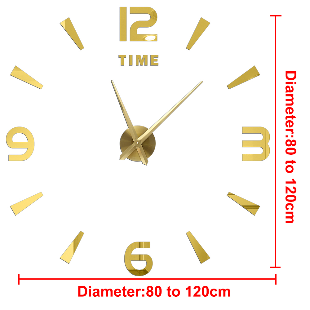 Relógio de parede moderno de 27 "~ 47", para decoração de sala de estar, sem moldura, faça você mesmo, com número de espelho, adesivo para decoração de quarto de casa: Oliva Marrom