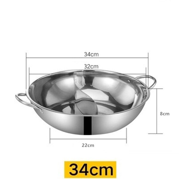 Rustfrit stål pot hotpot induktion komfur gaskomfur kompatibel pot hjem køkken køkkengrej suppe gryde twin delt: 34cm